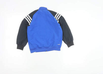 Adidas Boys Blue Track Jacket 3-4 Years Full Zip Lightweight Sportswear