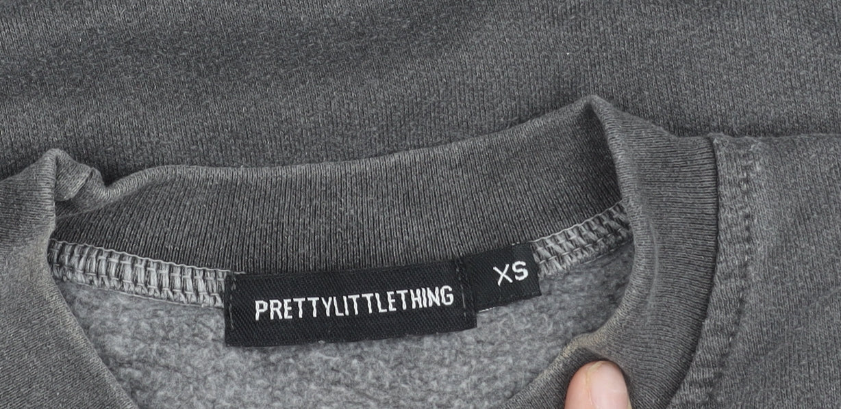 PrettyLittleThing Women Grey XS Wyoming Graphic Pullover Sweatshirt