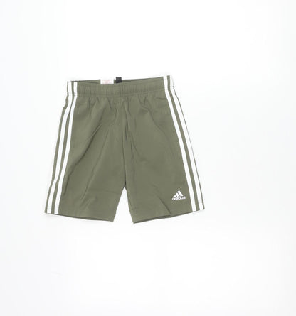 adidas Boys Green 7-8 Years Athletic Quick Dry Sports Shorts