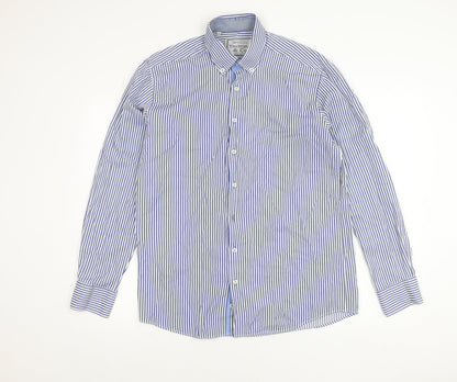 Yachting & Co Men's Blue Striped Cotton Button-Up Shirt L