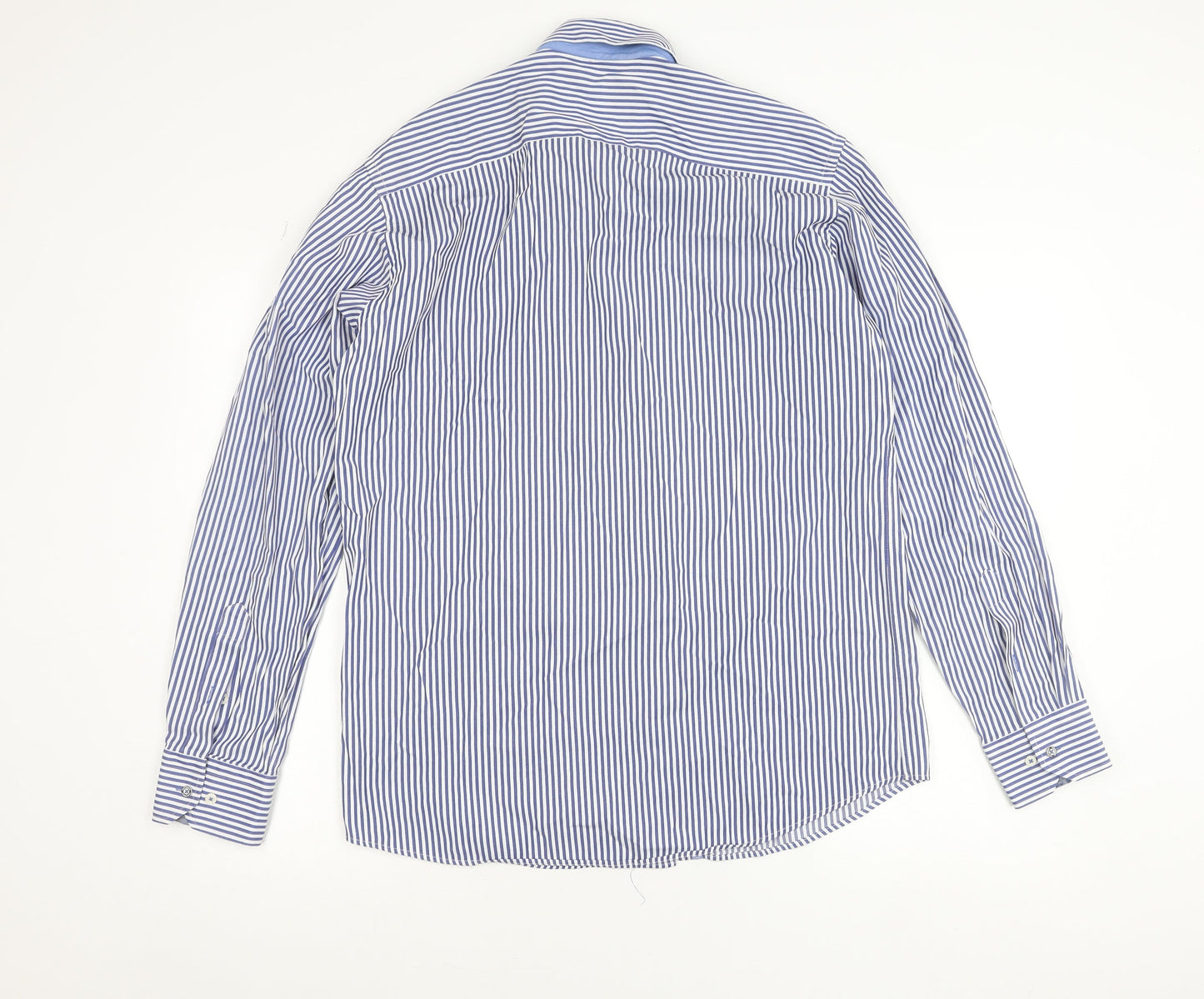 Yachting & Co Men's Blue Striped Cotton Button-Up Shirt L