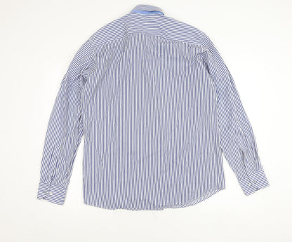 Yachting & Co Men's Blue Striped Cotton Button-Up Shirt L