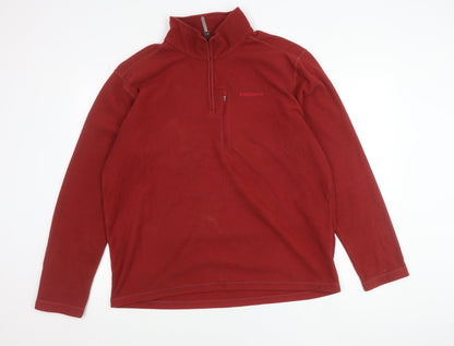 Brasher Mens Red Fleece 1/4 Zip Pullover Sweatshirt XL