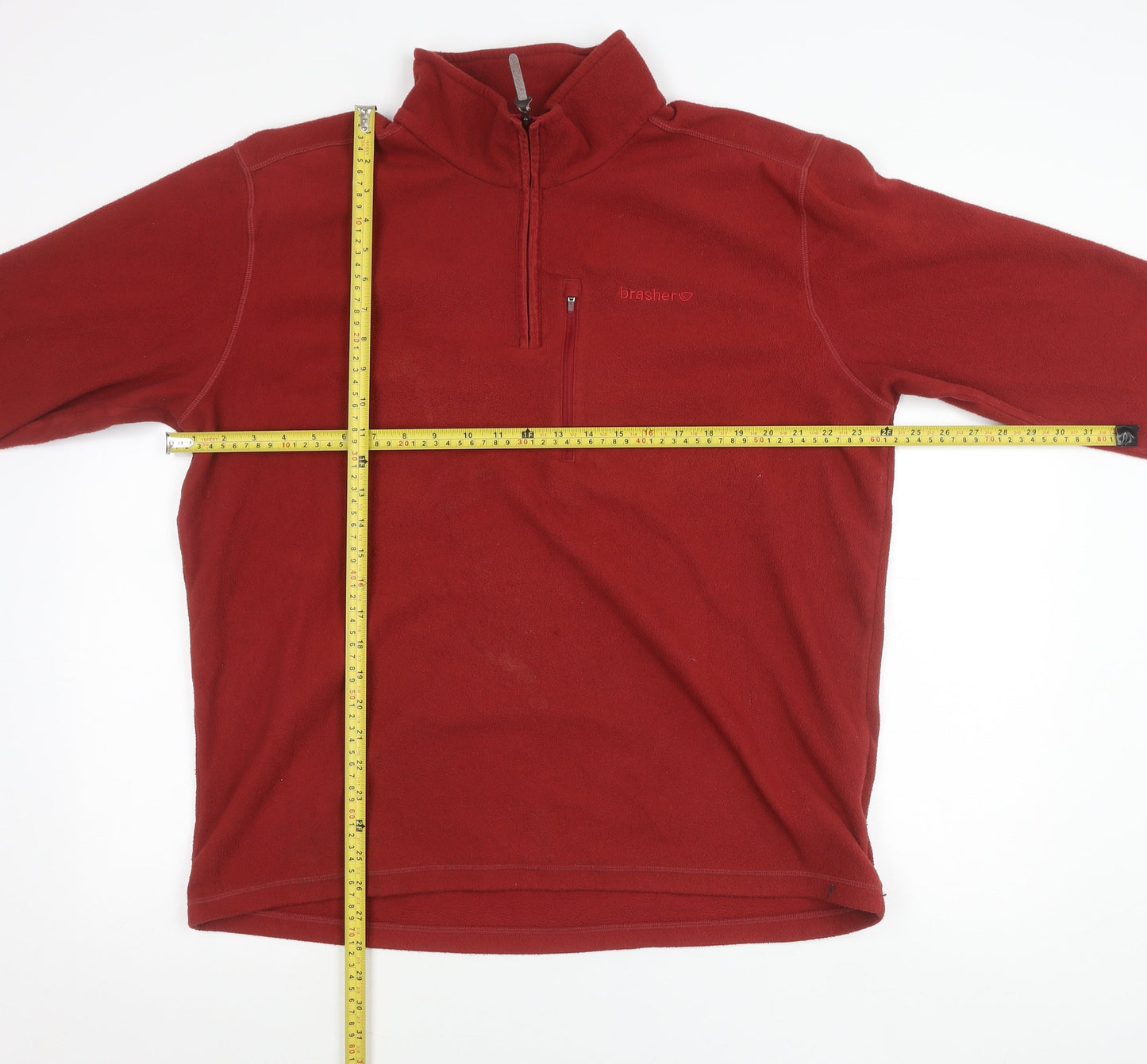 Brasher Mens Red Fleece 1/4 Zip Pullover Sweatshirt XL
