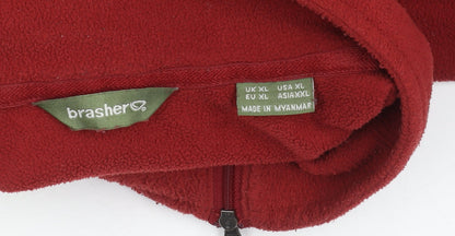 Brasher Mens Red Fleece 1/4 Zip Pullover Sweatshirt XL