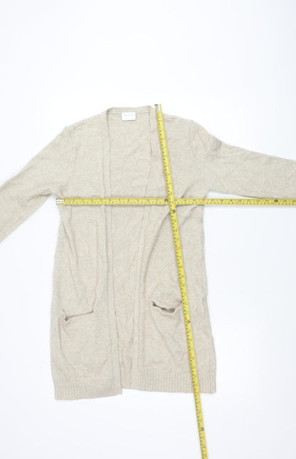 Vila Women Beige Open Knit Long Sleeve Cardigan XS