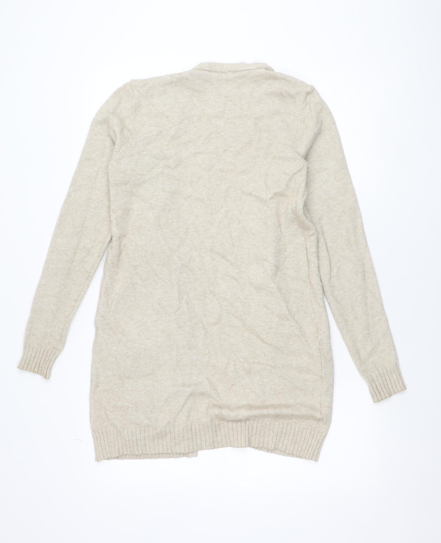 Vila Women Beige Open Knit Long Sleeve Cardigan XS