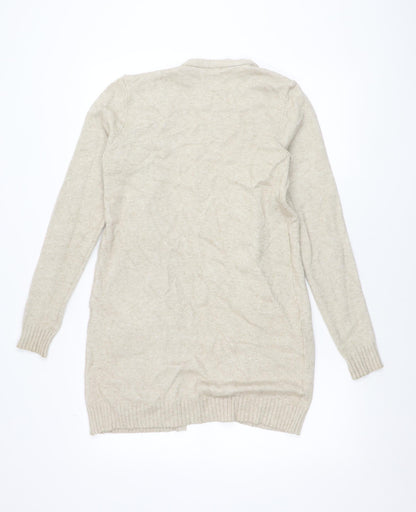 Vila Women Beige Open Knit Long Sleeve Cardigan XS