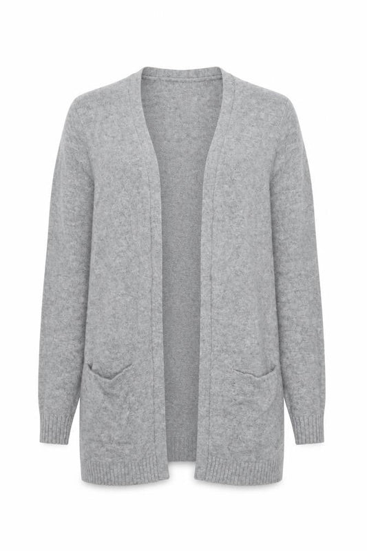 Vila Women’s Grey Knit Open Cardigan Size S Viscose Blend