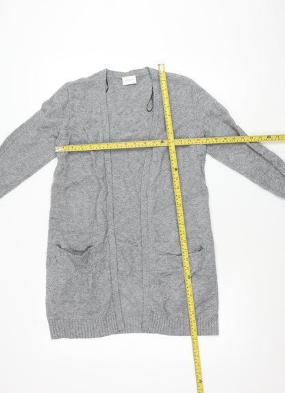 Vila Women’s Grey Knit Open Cardigan Size S Viscose Blend