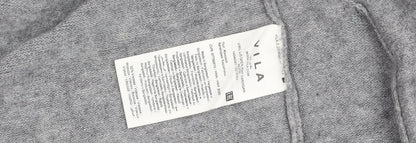 Vila Women’s Grey Knit Open Cardigan Size S Viscose Blend