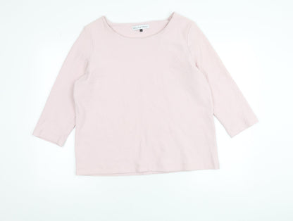 Kelly & Grace Women’s Pink Waffle-Knit 3/4 Sleeve Pullover Jumper L