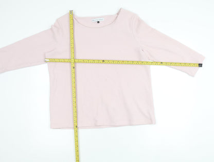 Kelly & Grace Women’s Pink Waffle-Knit 3/4 Sleeve Pullover Jumper L