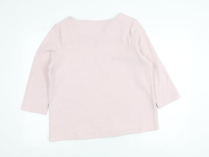 Kelly & Grace Women’s Pink Waffle-Knit 3/4 Sleeve Pullover Jumper L