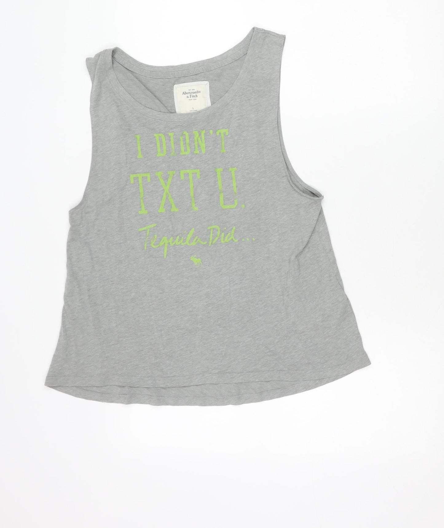 Abercrombie & Fitch Men's Grey Sleeveless Graphic T-Shirt Size L