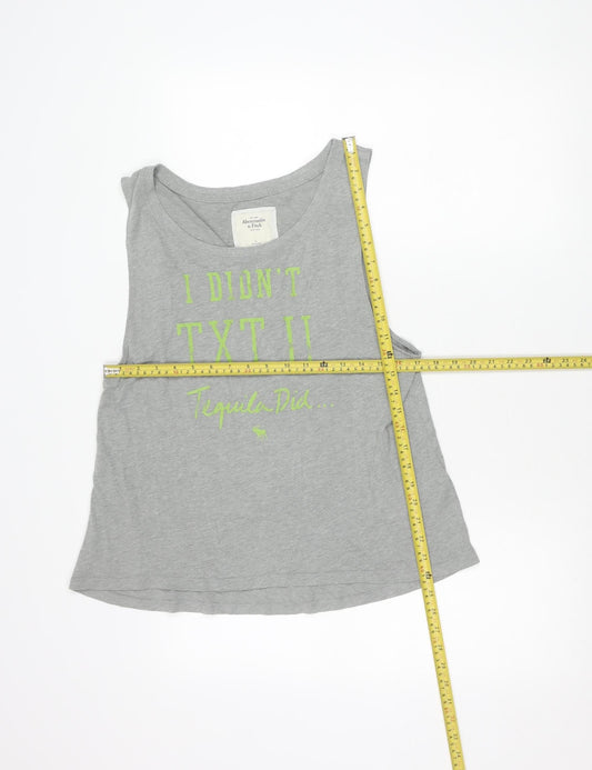 Abercrombie & Fitch Men's Grey Sleeveless Graphic T-Shirt Size L