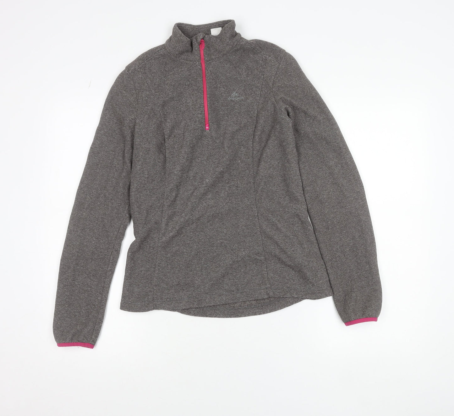 Decathlon Women Grey Fleece 1/2 Zip Lightweight Jacket Size S