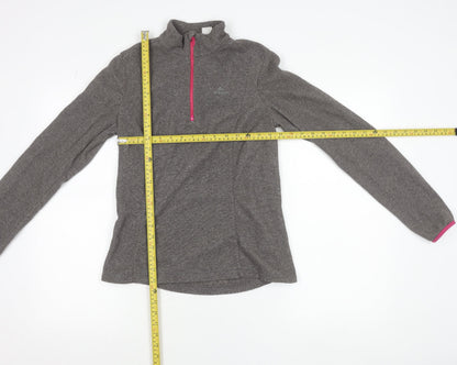 Decathlon Women Grey Fleece 1/2 Zip Lightweight Jacket Size S