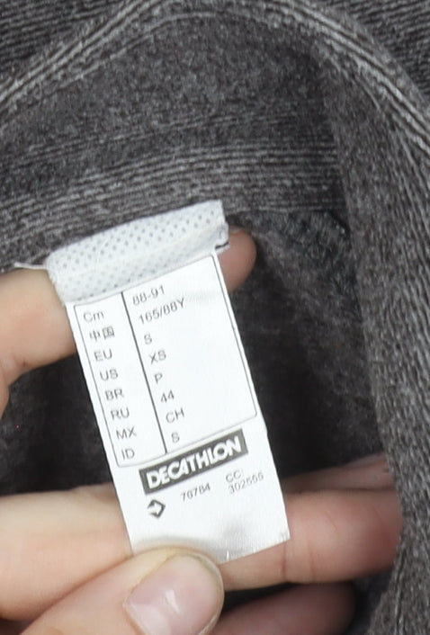 Decathlon Women Grey Fleece 1/2 Zip Lightweight Jacket Size S
