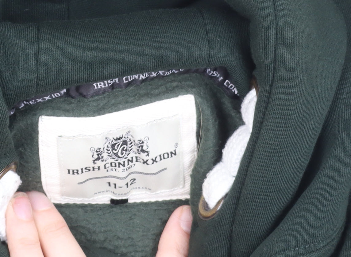 Irish Connexxion Boys Green Dublin Pullover Hoodie 11-12 Years Cotton Blend