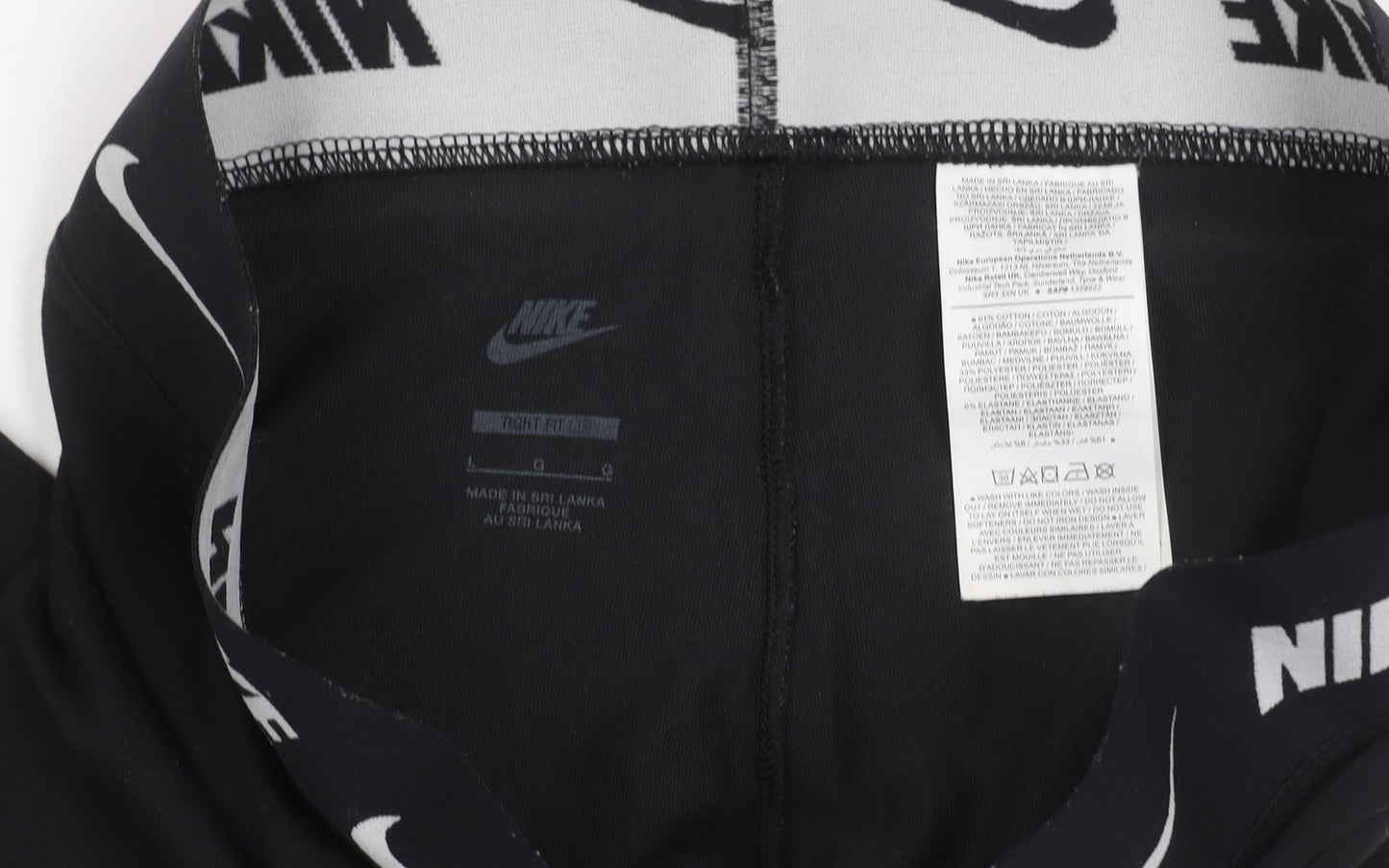 Nike Women's Black L Tight Fit Leggings Gym Training Sportswear