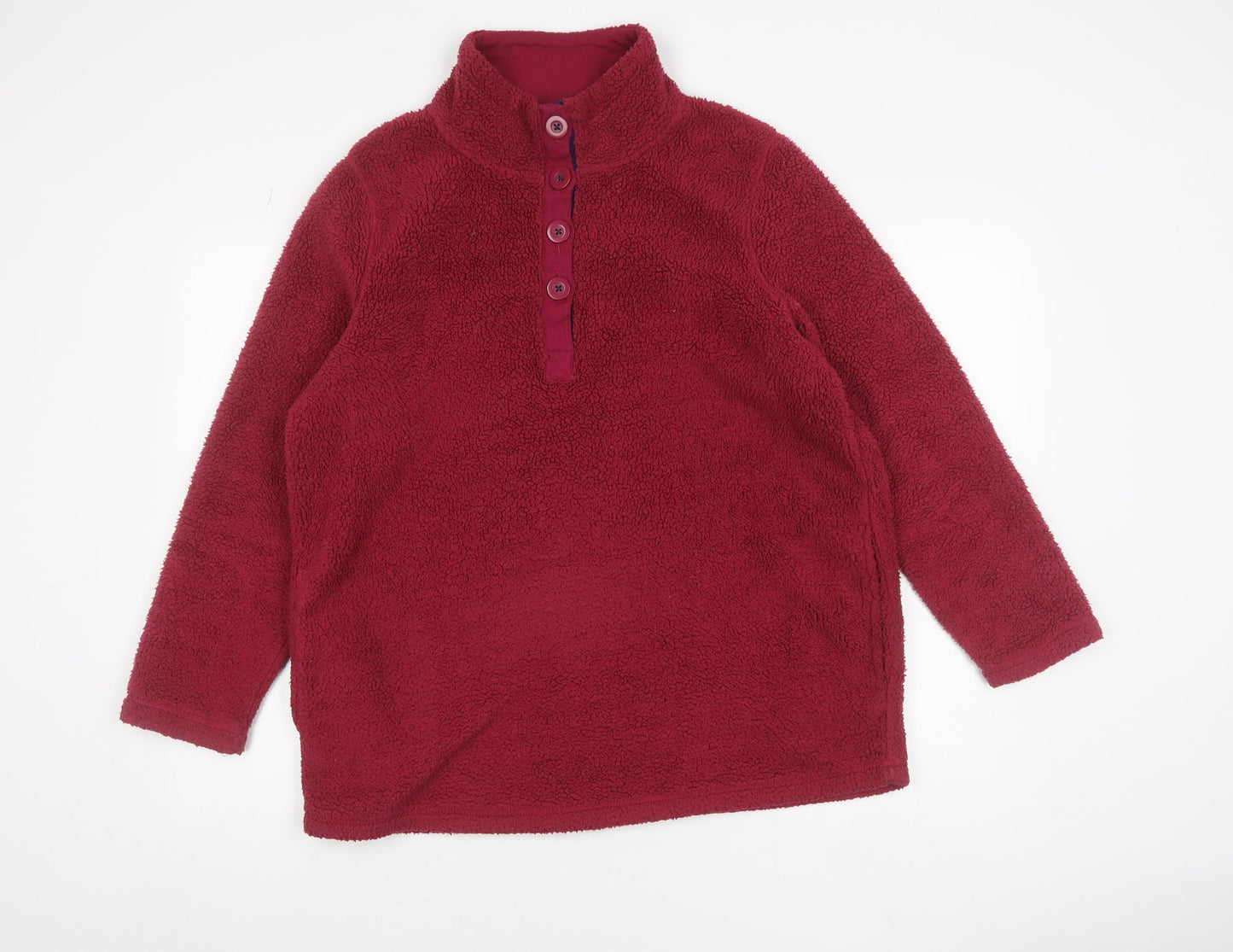 BM-Essentials Women’s Red Fleece Henley Sweatshirt Size M