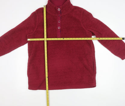 BM-Essentials Women’s Red Fleece Henley Sweatshirt Size M