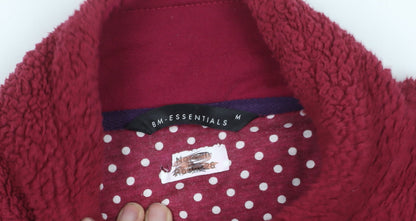 BM-Essentials Women’s Red Fleece Henley Sweatshirt Size M