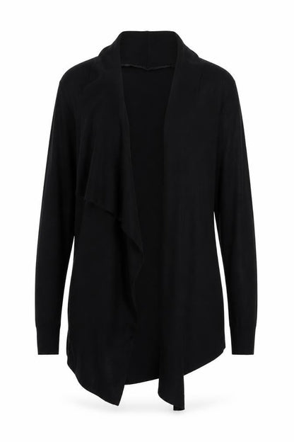 Front view of French Connection women’s black xs wool modal knit open cardigan