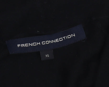 French Connection Womens Black XS Wool Modal Knit Open Cardigan