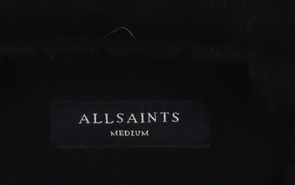 AllSaints Men's Black Wool Blend Crew Neck Pullover Jumper Medium