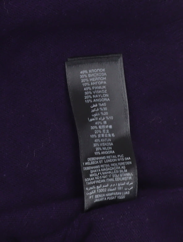 Rocha John Rocha Women Purple Knit Mini Dress Size 14 A-Line 3/4 Sleeve