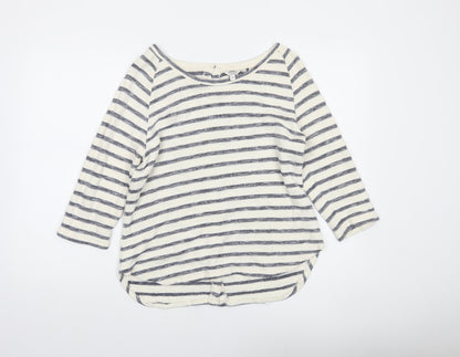 FatFace Women Blue Stripe 3/4 Sleeve Boat Neck Top Size 12