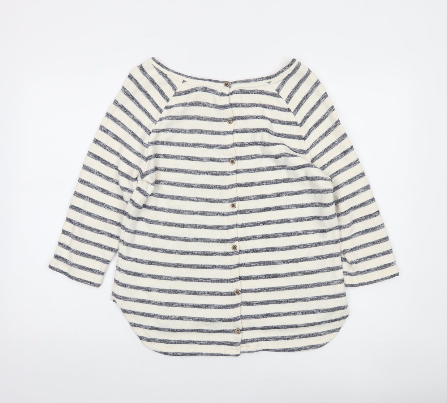 FatFace Women Blue Stripe 3/4 Sleeve Boat Neck Top Size 12