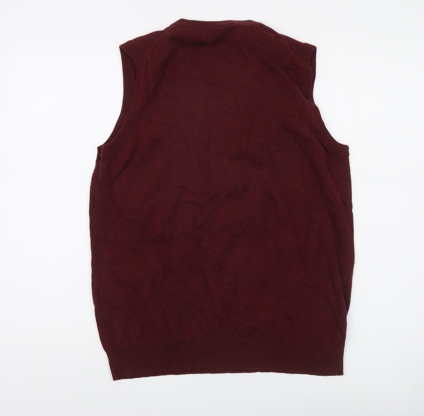 GANT Men's Red Cotton V-Neck Sleeveless Vest Jumper M