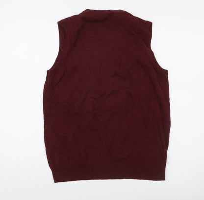 GANT Men's Red Cotton V-Neck Sleeveless Vest Jumper M