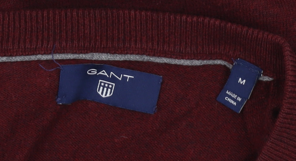 GANT Men's Red Cotton V-Neck Sleeveless Vest Jumper M