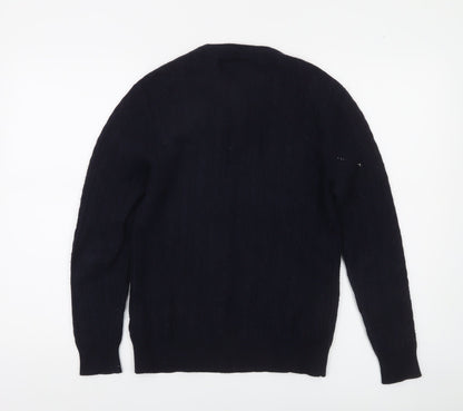 Jack Wills Women Blue Cable-Knit Merino Wool Jumper M