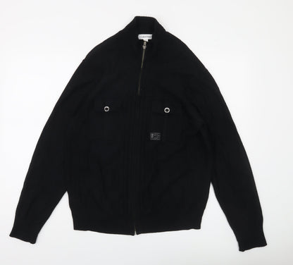 Calvin Klein Men's Black Full Zip Cotton Jumper Size S