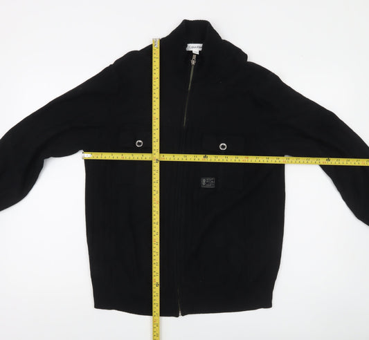 Calvin Klein Men's Black Full Zip Cotton Jumper Size S