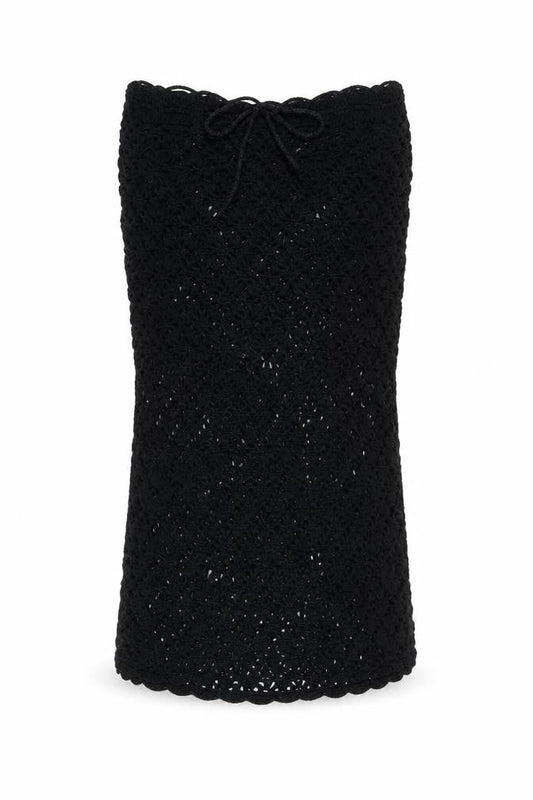 Urban Outfitters Women's Black XS Crochet Strapless Short Dress