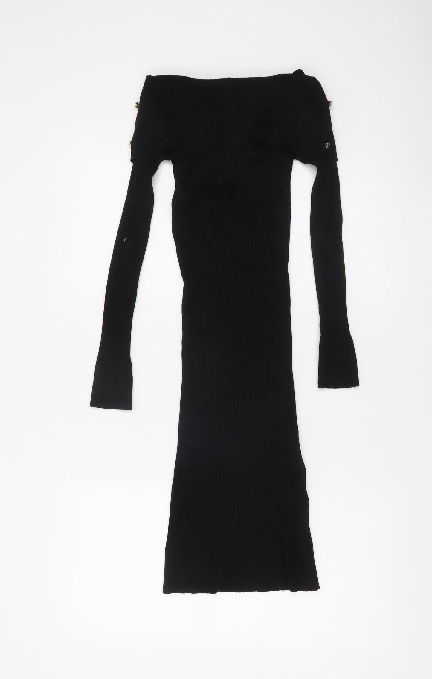 Lipsy London Women Black Off Shoulder Bodycon Long Sleeve Dress Size 10