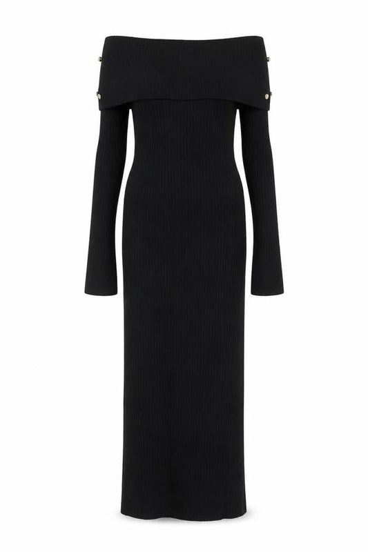 Lipsy London Women Black Off Shoulder Bodycon Long Sleeve Dress Size 10