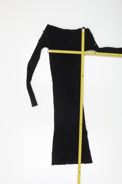 Lipsy London Women Black Off Shoulder Bodycon Long Sleeve Dress Size 10