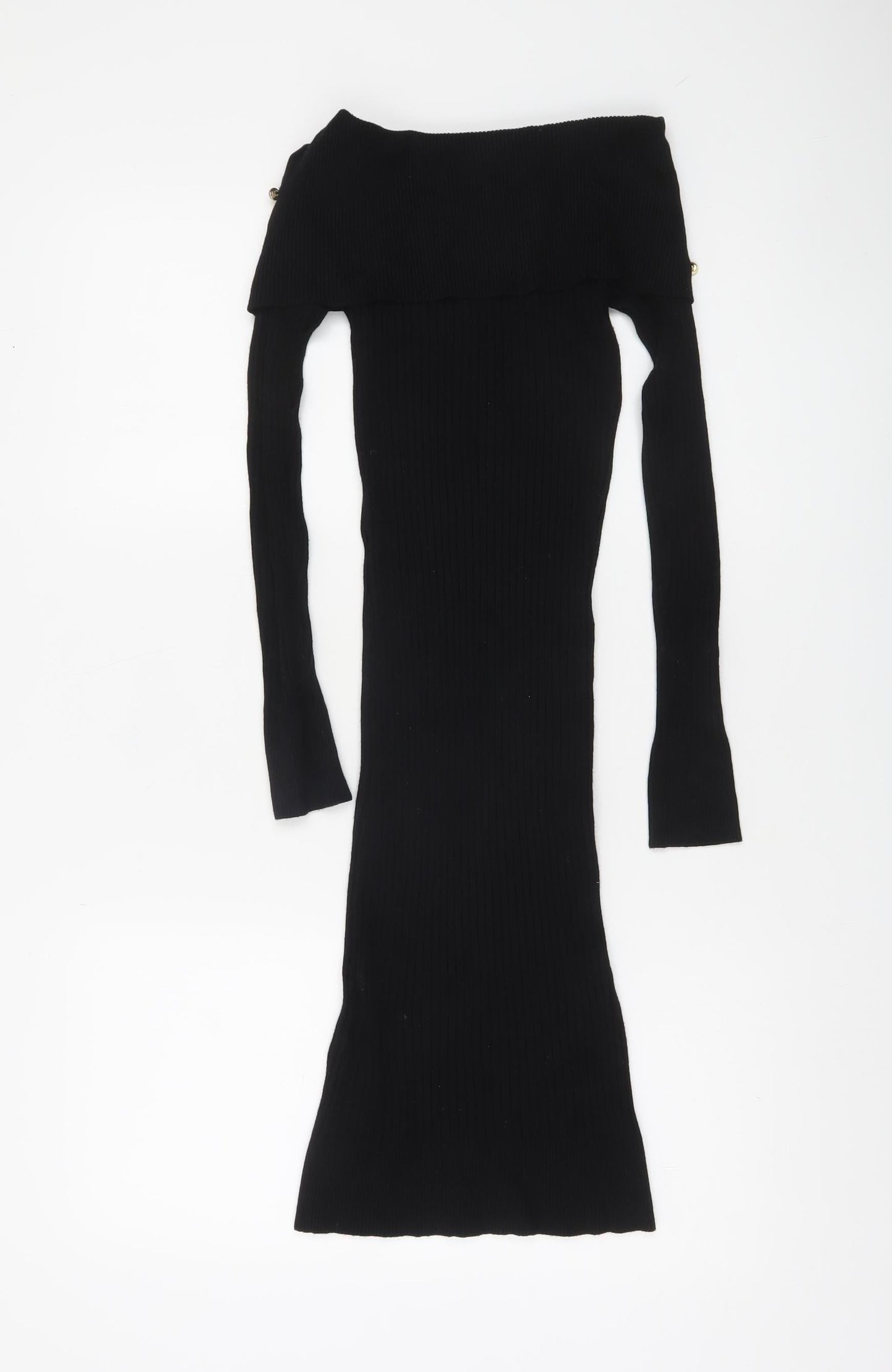 Lipsy London Women Black Off Shoulder Bodycon Long Sleeve Dress Size 10
