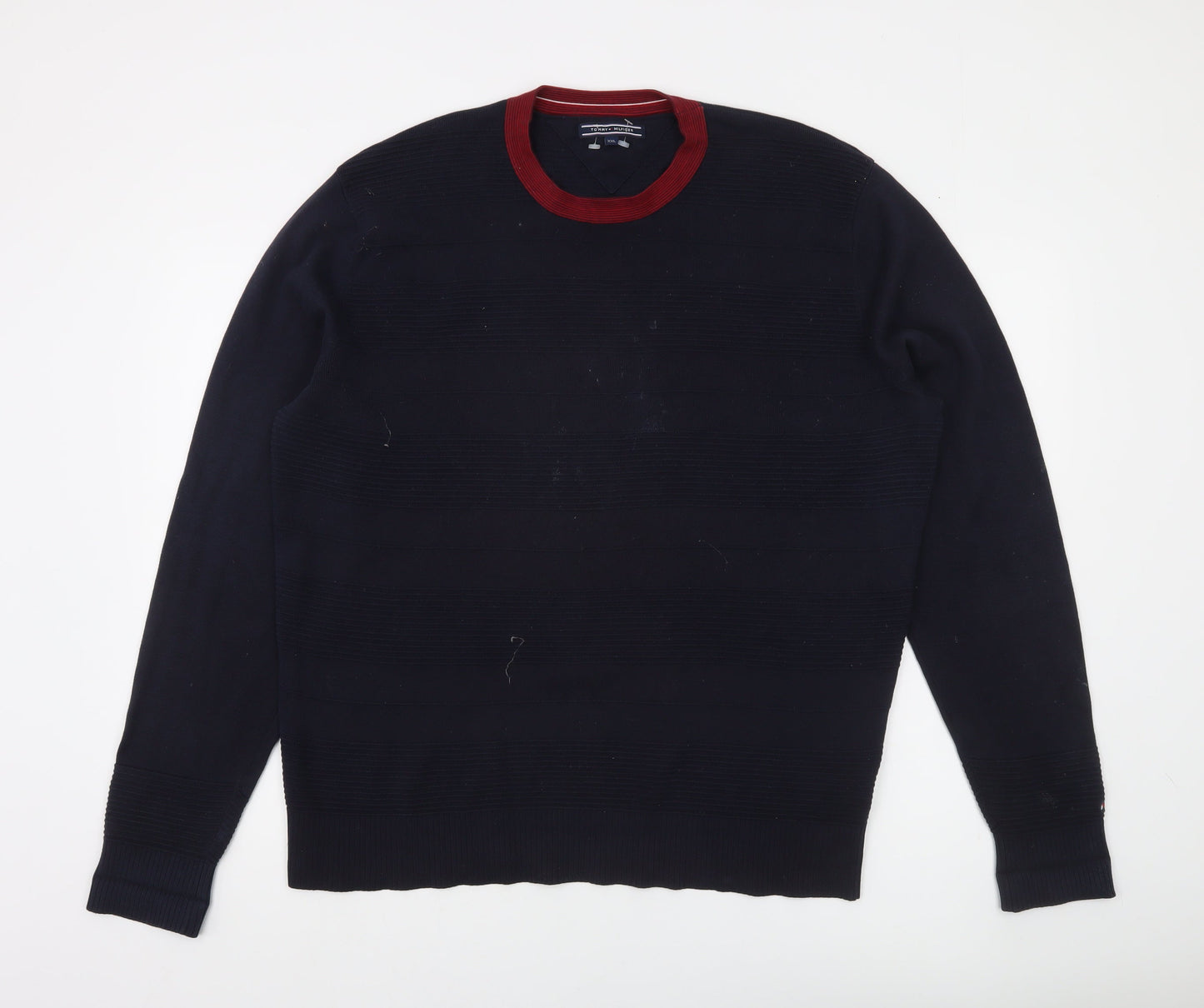 Tommy Hilfiger Men’s Blue 2XL Cotton Crew Neck Pullover Jumper