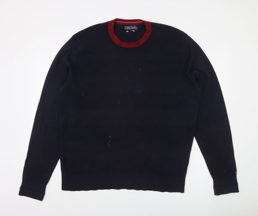 Tommy Hilfiger Men’s Blue 2XL Cotton Crew Neck Pullover Jumper