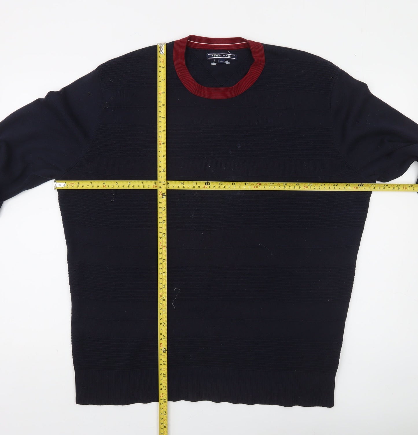 Tommy Hilfiger Men’s Blue 2XL Cotton Crew Neck Pullover Jumper