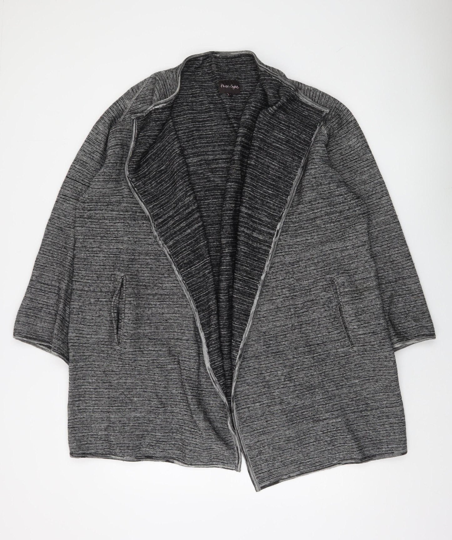 Phase Eight Women’s Grey Wool Blend Open Cardigan L Relaxed Fit