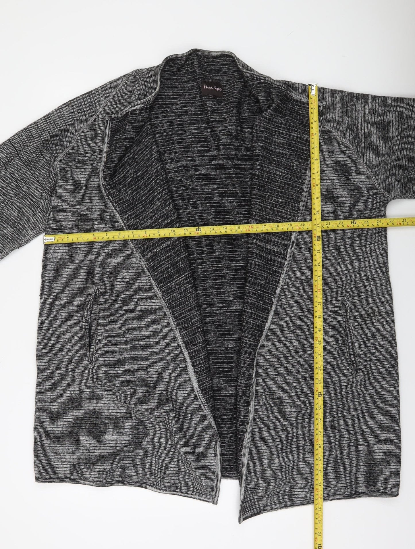 Phase Eight Women’s Grey Wool Blend Open Cardigan L Relaxed Fit